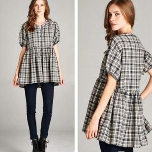 Plaid babydoll tunic